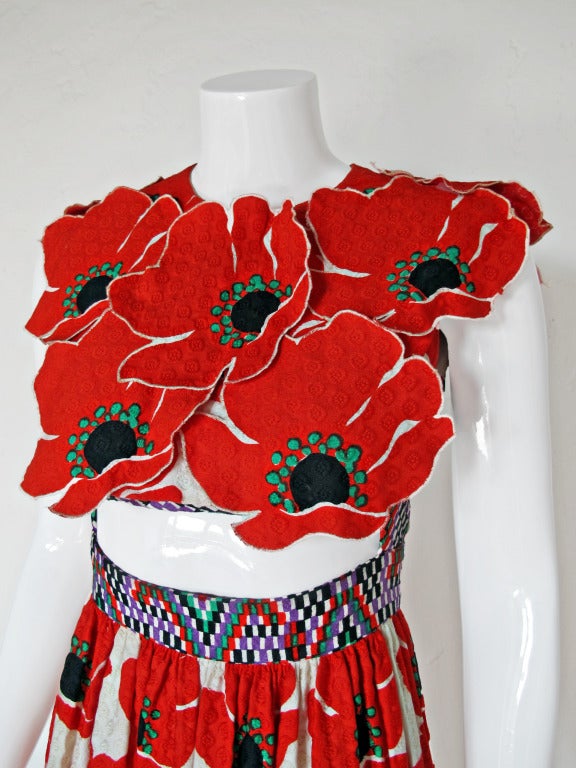 Women's 1960s Donald Brooks Summer Dress w/Applied Poppies