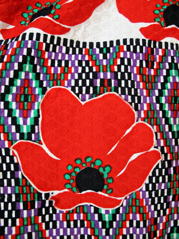 1960er Donald Brooks Sommerkleid mit applizierten Mohnblumen 1
