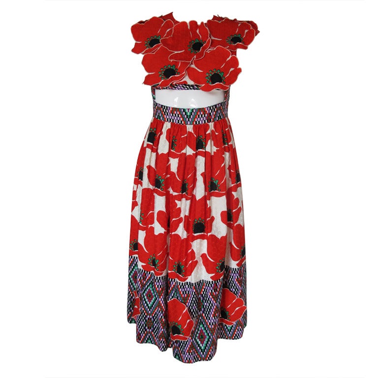 1960s Donald Brooks Summer Dress w/Applied Poppies at 1stDibs