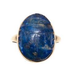 Antique Egyptian Lapis Lazuli Scarab Ring