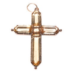 Antique A Georgian Precious Topaz Golden Pendant Cross