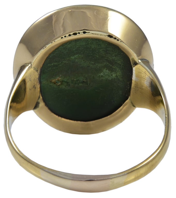 An Historically Interesting Cameo Ring Carved in Green Turquoise
