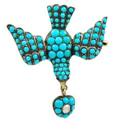 Early Victorian Turquoise St Esprit Pin and Pendant
