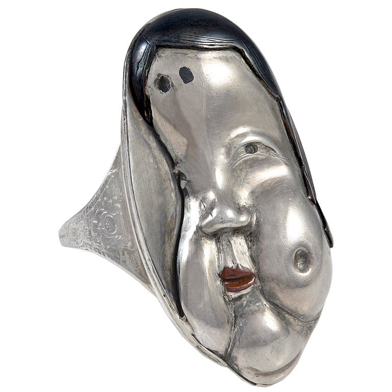 A 19th Century Japanese Lacquer 
Silver Ring For Sale