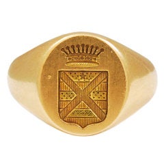 French 19th Century Gold Crested Intaglio Ring