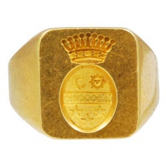Gold Intaglio European Nobility Crested Ring
