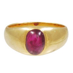 Antique Cabochon Ruby Gold Ring 1910 circa