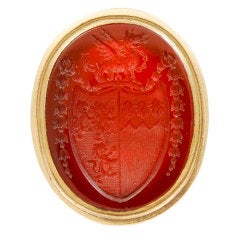 Georgian Welsh Nobleman's Crested Carnelian Signet Ring 1780c