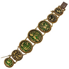 Antique Indian Pertaghbar Work Gold & Enamel Bracelet