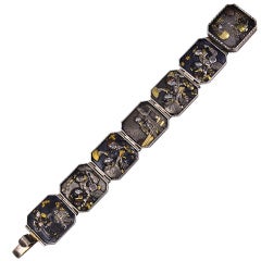 Antique  Seven Panel Japanese Shakudo Bracelet