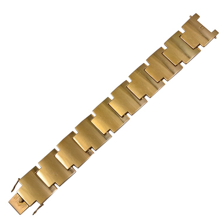 Georg Jensen Flexible Gold Link Bracelet For Sale