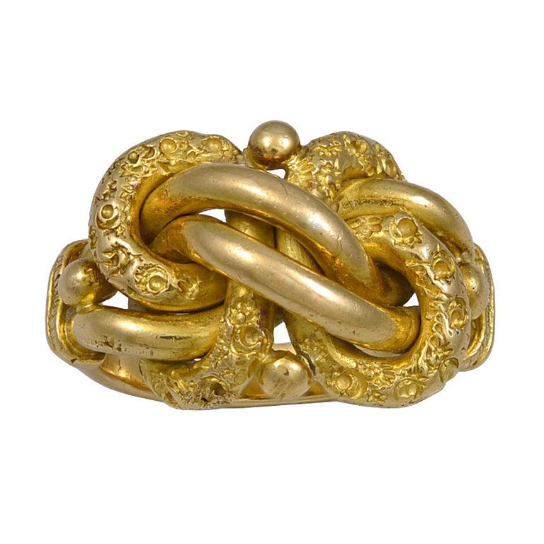 Women's or Men's Victorian Gold Lovers Knot Ring