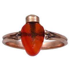 Antique Carnelian Double Intaglio Pomander Gold Ring