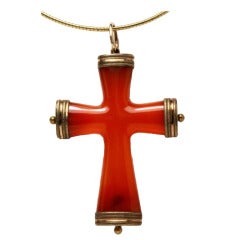 An early Victorian Carnelian and Gold Cross