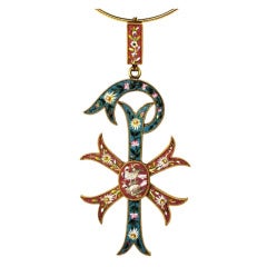 An Antique Gold and Micro Mosaic Chi- Rho Pendant