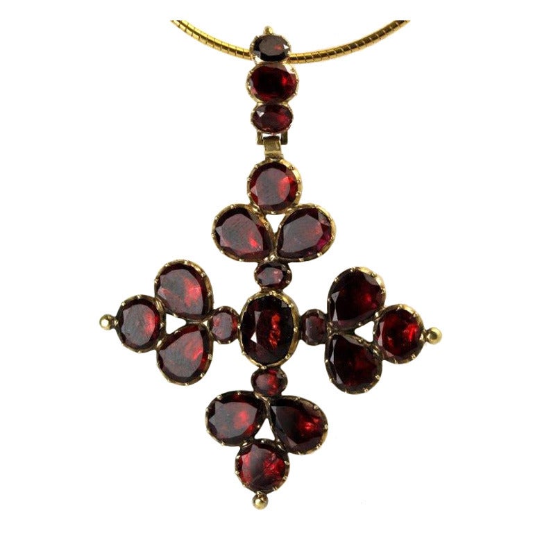 Georgian Garnet Pendant Cross