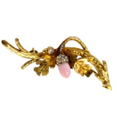 A Victorian Pink Pearl, Diamond and Gold Brooch
