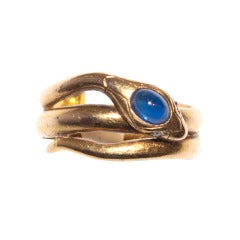 Antique A 19th century Gold, Sapphire and Diamond Snake Ring