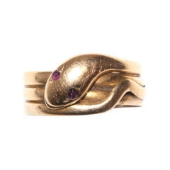 A Victorian Gold and Ruby single head Snake Ring