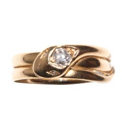 A George V Gold and Diamond single head Snake Ring