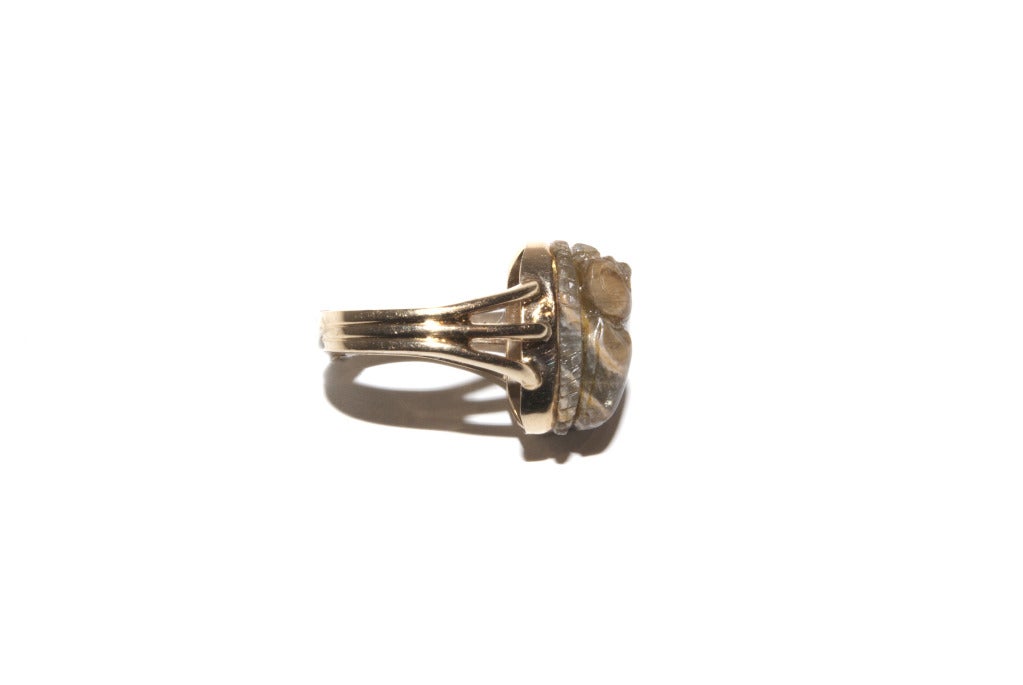 Victorian Antique Egytpian Revival Labradorite Scarab Ring