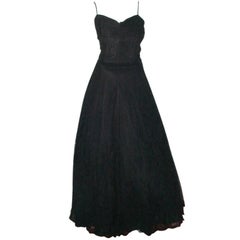 1940s black Chantilly lace evening dress