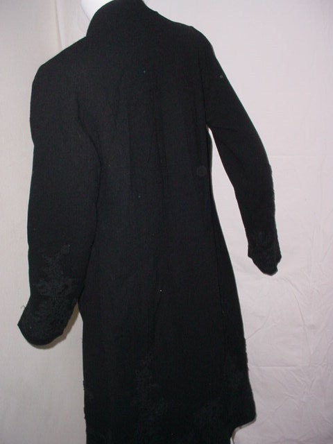 Black Vintage Art Deco coat with lace For Sale at 1stDibs