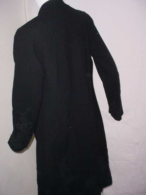 Black Vintage Art Deco coat with lace