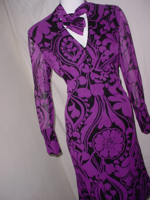 Women's Escada Art Nouveau print purple dress For Sale