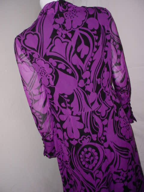 Escada Art Nouveau print purple dress For Sale 1
