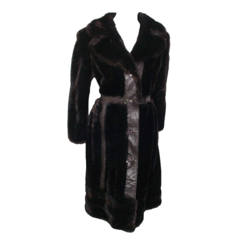 Vintage faux fur coat Tissavel France 1970s For Sale