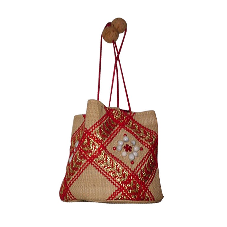Vintage 1950s Jean Judd Hawaii whimsical bag For Sale