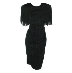 Vintage black suede dress with fringe