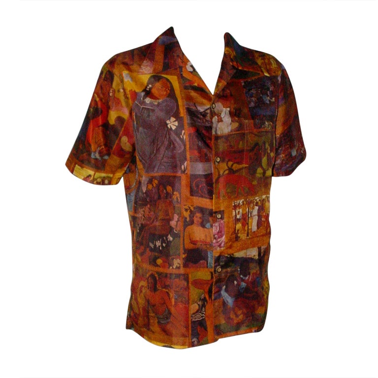 Surf Line Hawaii vintage shirt for men Gauguin print For Sale