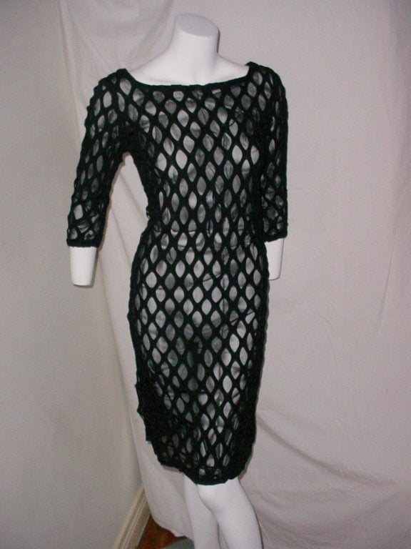 Vintage Mod 1960s black honeycomb dress