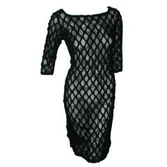 Vintage Mod 1960s black honeycomb dress