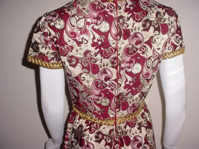 Harmay 1960s metallic brocade long dress size small For Sale 2