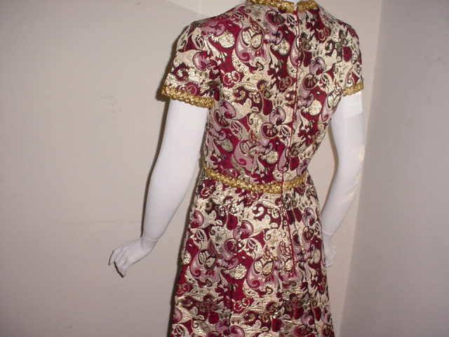 Harmay 1960s metallic brocade long dress size small For Sale 3