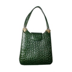 Vintage Koret large green crocodile embossed bag