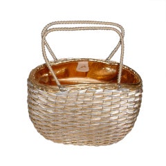 Koret gold and silver metal 1950s basket bag