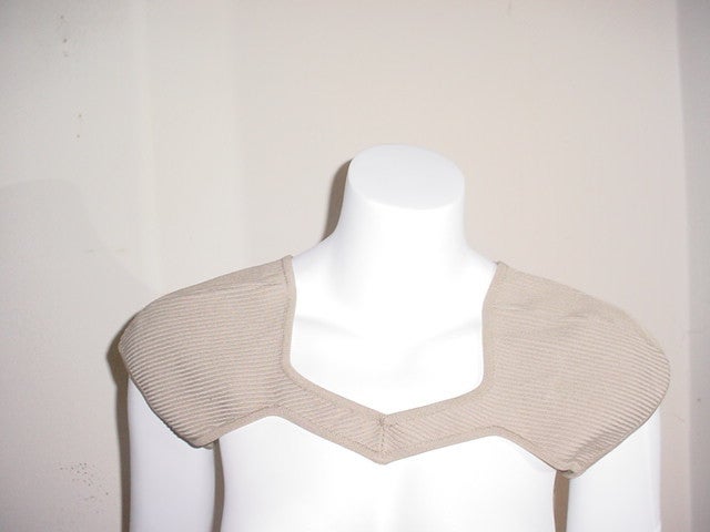 Vintage Helmut Lang ribbed shrug. Puce colored cotton. Labeled size Medium. Made in Italy. Avant Garde slip on style. New old storestock, unworn. Circa late 90s.