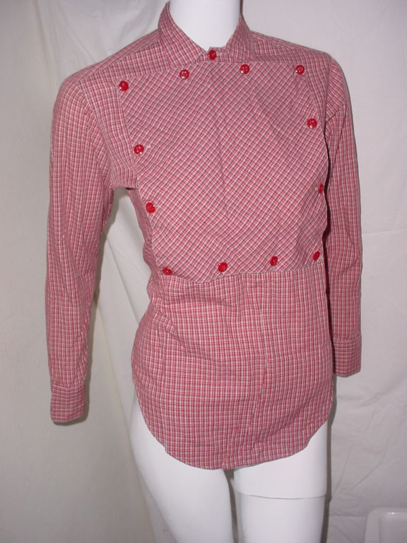 Vintage Ralph Lauren shirt circa 1985. Cotton check with bib front. Classic Western styling. Labeled size 6.