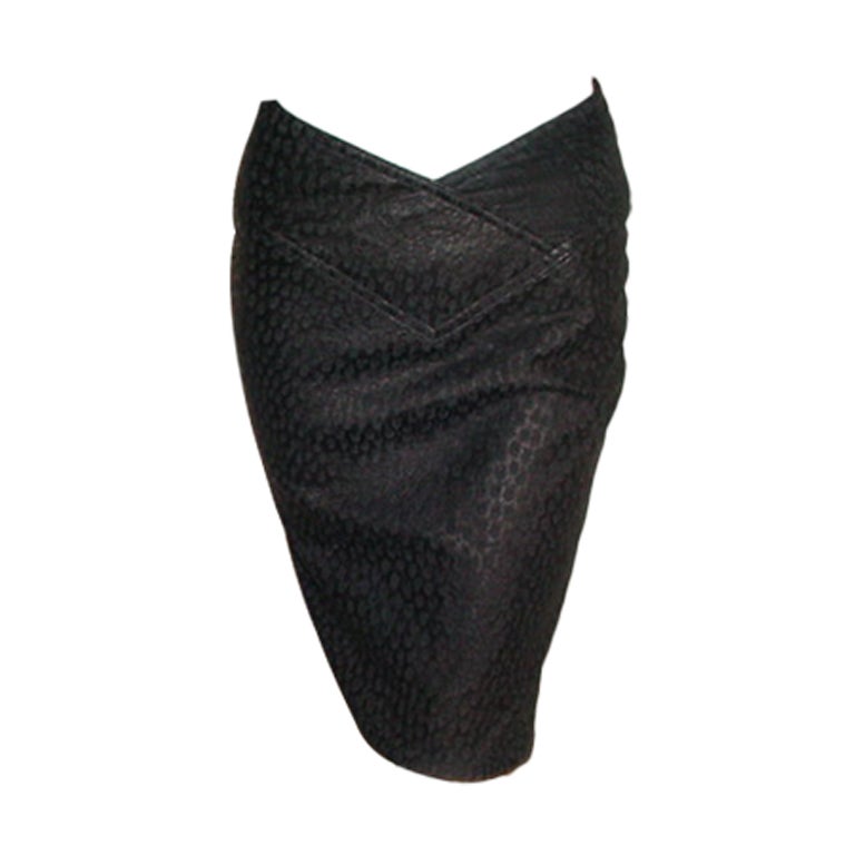 Bruno Magli black leather pencil skirt For Sale