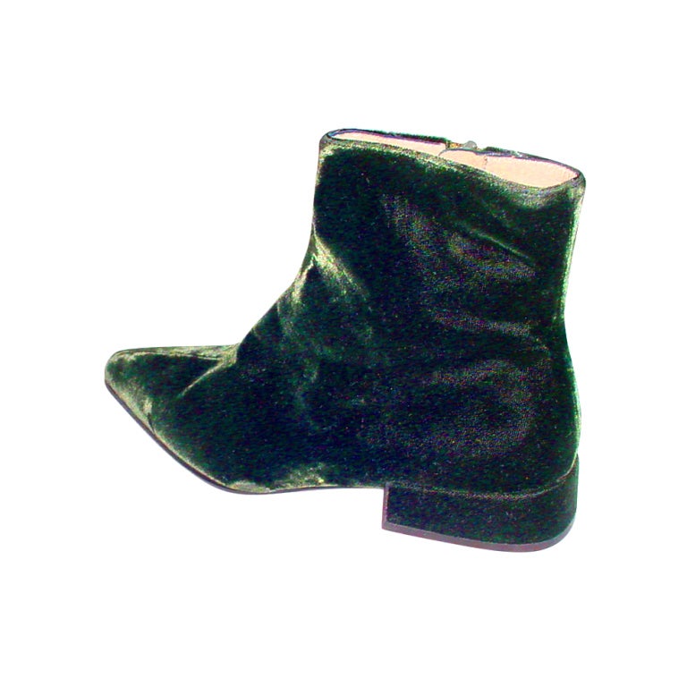 Prada green velvet boots