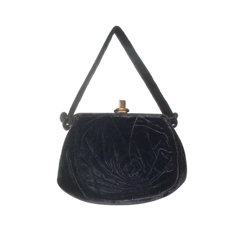 1940s Ingber black velvet bag For Sale