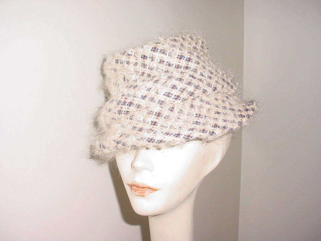 Wool 1960s hat from famed millinery salon Peggy-Claire. One of Canada's most famous milliners.