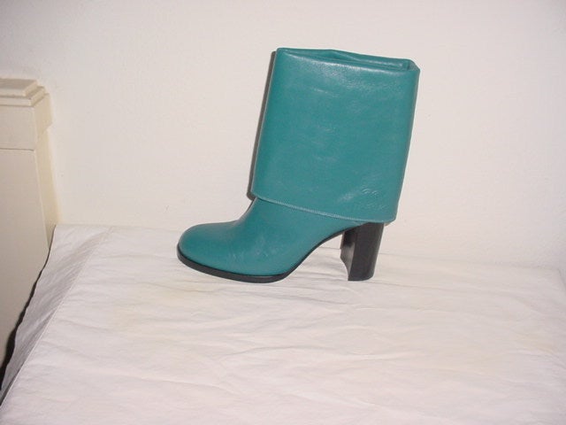 Chanel Paris turquoise leather boots