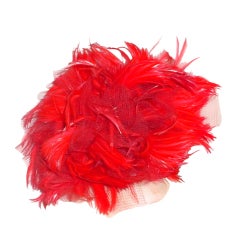 Outrageous red feather hat 1970s