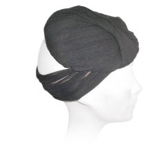 Vintage 1930s black jersey draped and twisted hat