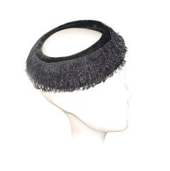 1950s black hat with fringe